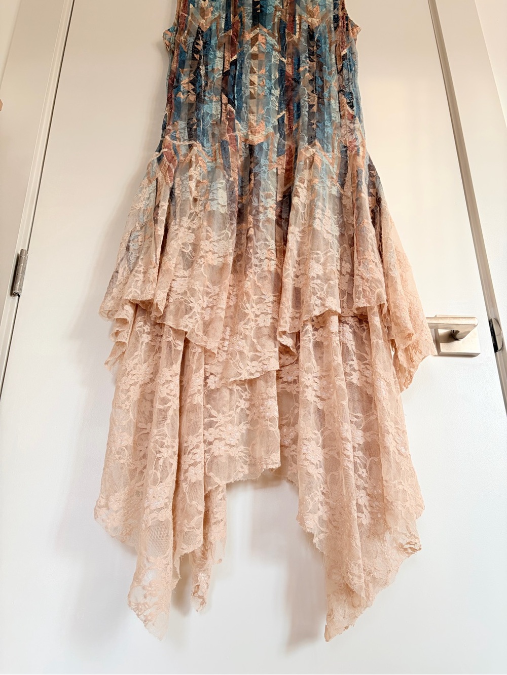🧚🏼 RARE Y2K Fairycore Origami Lace Handkerchief Dress Whimsigoth Mermaid Euro - Picture 5 of 12